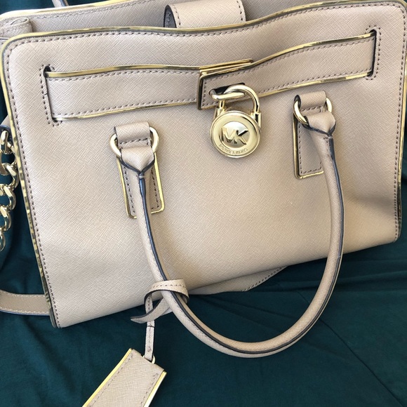 Khaki Michael Kors Hamilton Satchel - Picture 4 of 6
